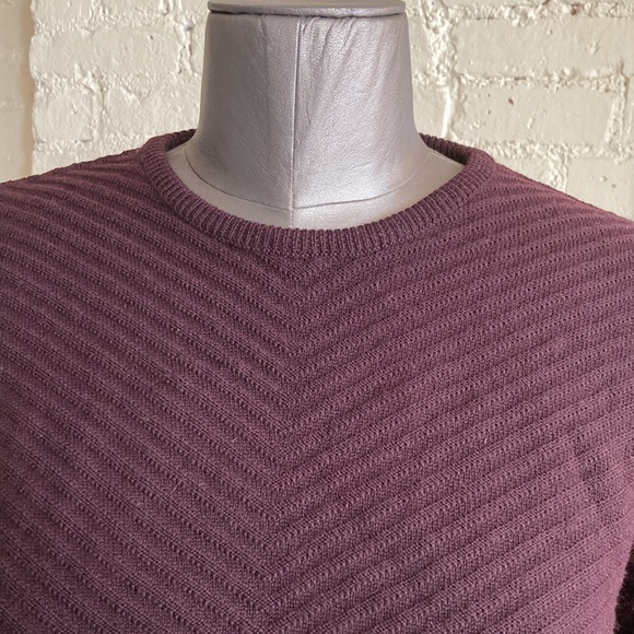 Vintage 80s plum knit wool crew neck sweater dolman sleeves made in Italy EVC - Picture 3 of 16
